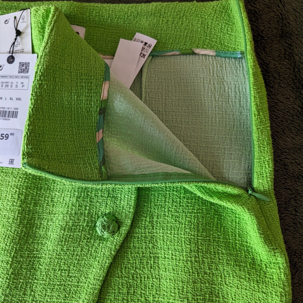 Zara Green Button-Front Skirt - Picture 4 of 5